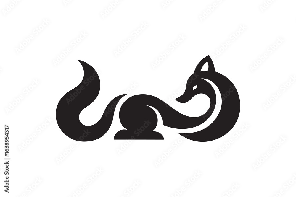 Fototapeta premium vector illustration of a black fox vector logo