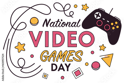 NATIONAL VIDEO GAMES DAY vector illustration