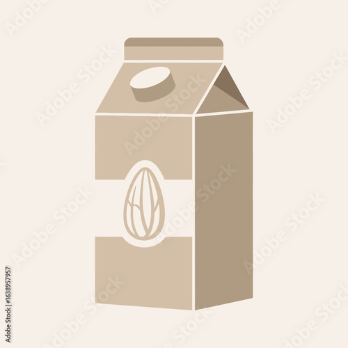 Carton of almond milk with a simple almond graphic.