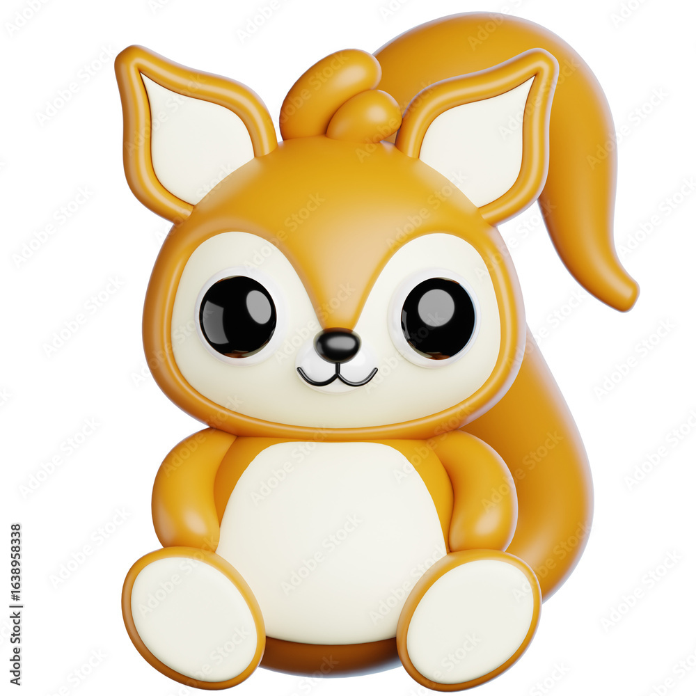 Fototapeta premium Adorable Fox Icon, 3D Forest Animal Character