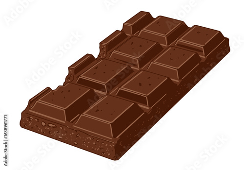 Delicious Chocolate Bar with Missing Pieces Illustration.