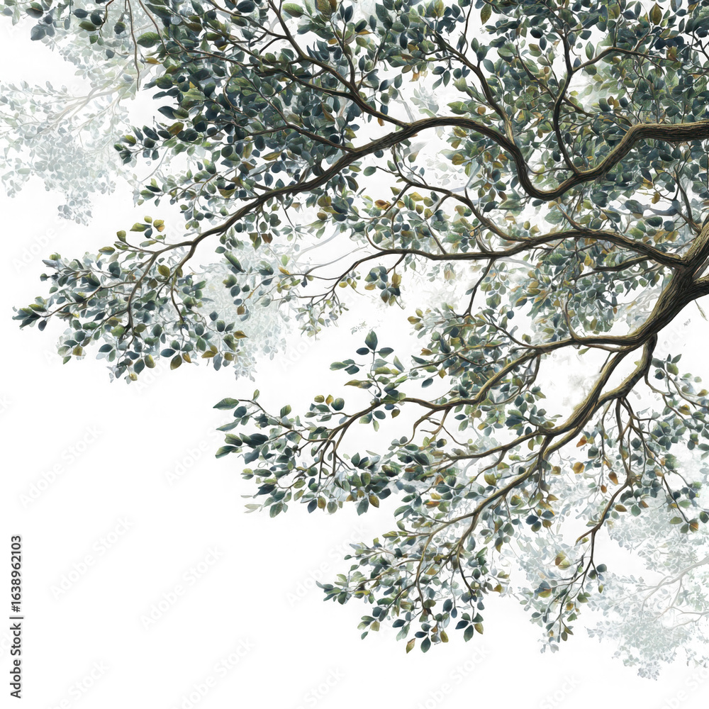 custom made wallpaper toronto digitalLarge tree branches and foliage leaves on white background