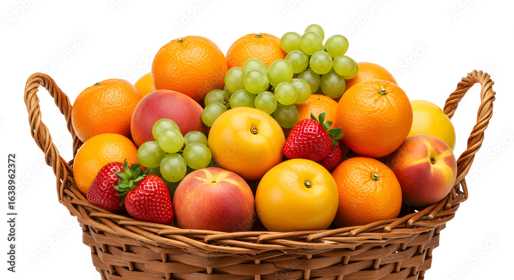 Basket Full of Mixed Fruits Isolated on White Basket Full of Mixed Fruits Isolated on White