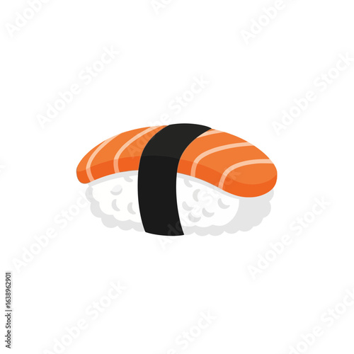 Salmon sushi nigiri on white background