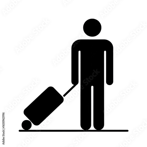 Traveler with suitcase icon for transportation needs