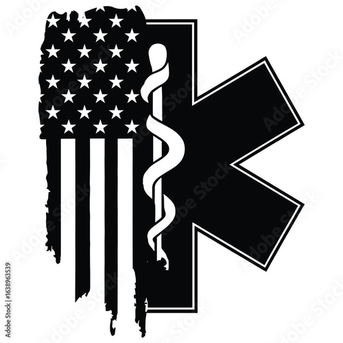 EMT / First Responder USA Flag T-shirt
