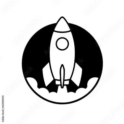 Rocket launch blasting off to new heights graphic