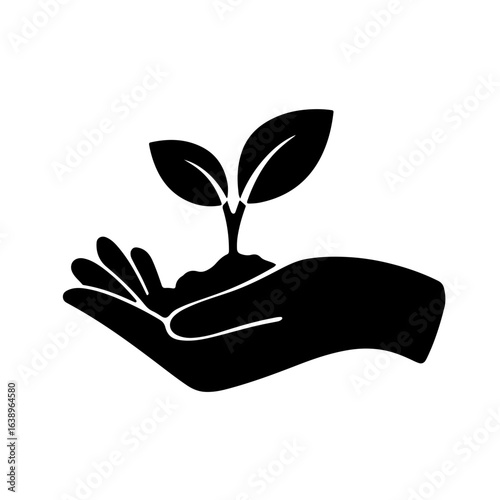 Nurturing growth icon in hand for nature concepts