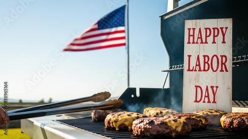 Labor Day BBQ: American Burgers, Flag, and Celebration