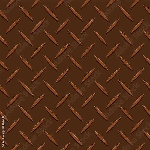 a seamless diamon plate iron metal texture in coffee brown , warm industrial style