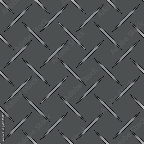 A seamless diamond plate iron metal texture in titanium gray, futuristic and sleek