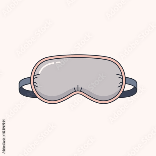 A sleep mask with a strap on a light background.