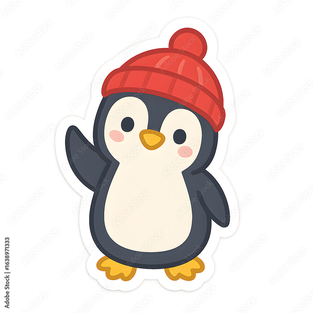 Fototapeta premium Cute penguin character transparent background cartoon style playful environment adorable viewpoint fun concept