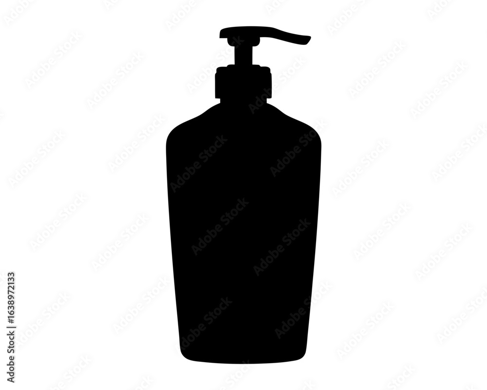 Fototapeta premium Black Silhouette of a Lotion or Soap Dispenser Bottle Illustration