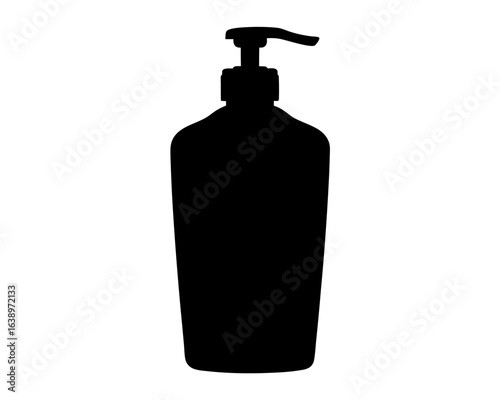 Black Silhouette of a Lotion or Soap Dispenser Bottle Illustration
