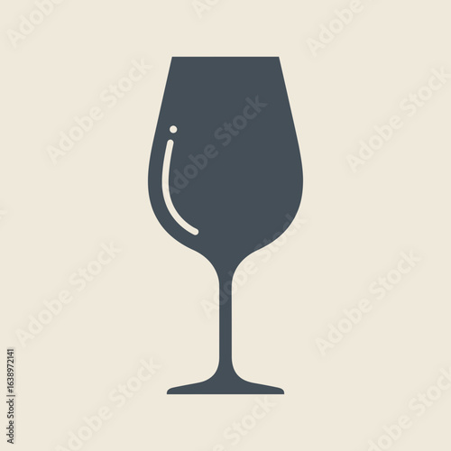 A stylized icon of a wine glass on a light background.