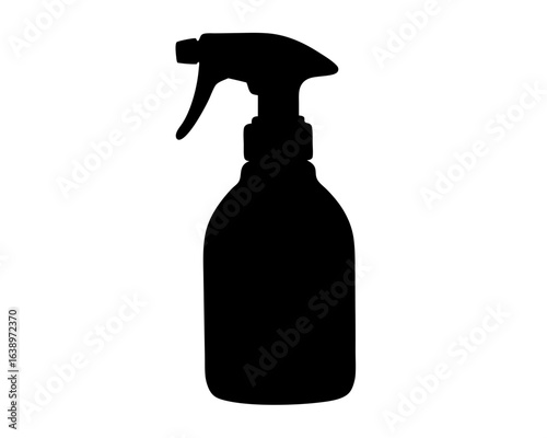 Monochrome silhouette of a spray bottle used for cleaning or gardening