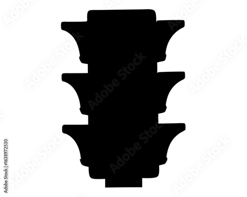 Silhouette of stacked corbels showcasing architectural detail against a white background