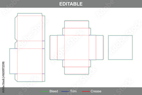 Square drawer gift rigid box dieline with sliding compartment design featuring accurate die line, box dieline layout, and premium dieline packaging structure