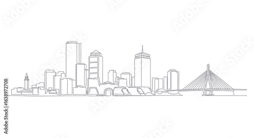 Cityscape in Silhouette: A sophisticated, linear illustration showcasing the modern skyline, embodying the spirit of urban design and architectural finesse.