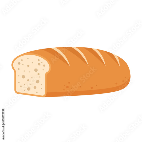A sliced loaf of bread on a white background.