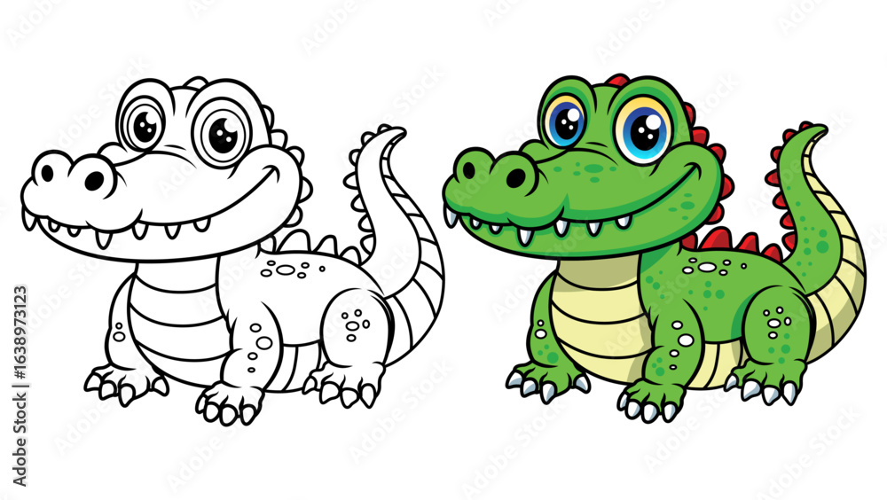 Fototapeta premium Cute crocodile cartoon coloring