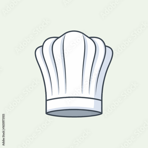 White chef hat with pleats against a light green background.