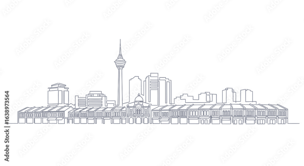 Fototapeta premium Tehran Skyline: An artistic rendering of Tehran's skyline, showcasing the city's architecture and modern buildings in a clean, minimalistic style.