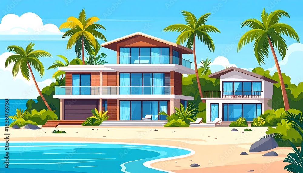 Fototapeta premium Tropical beachfront villas