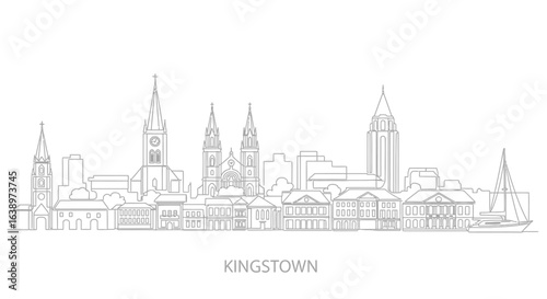 Kingstown Skyline: Elegant architectural lines showcase the skyline of Kingstown, presenting a minimalist yet impactful view of the city's iconic buildings, a testament to urban beauty.