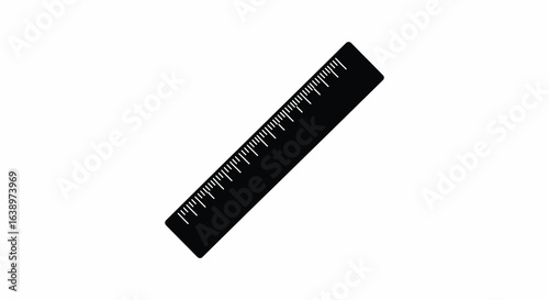 Black Silhouette Illustration of a Ruler for Measuring and Drawing Straight Lines