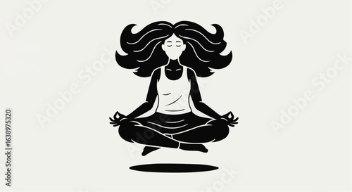 Young adult woman doing yoga silhouette illustration stock 

