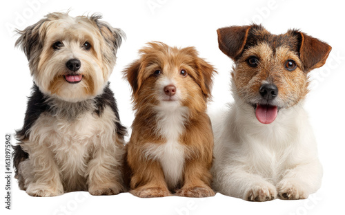 Wallpaper Mural Charming trio of diverse dogs a fluffy Havanese a cute puppy and a happy Jack Russell posing together. Torontodigital.ca