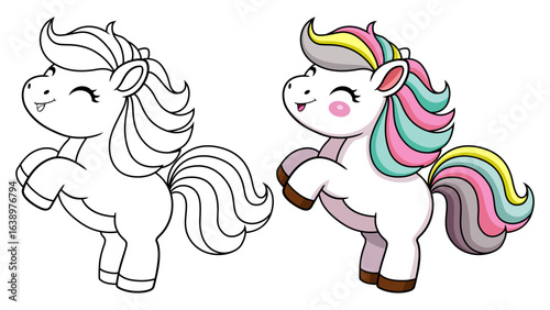 Cute horse cartoon coloring