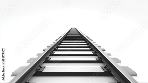 Monochrome railway tracks vanishing point perspective symbolizes journey and destination