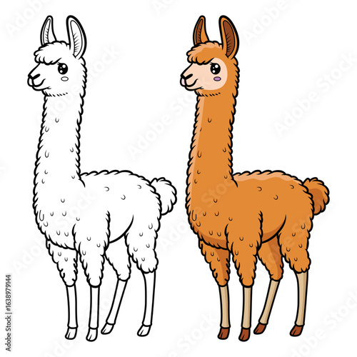 Cute Vicuna cartoon Coloring