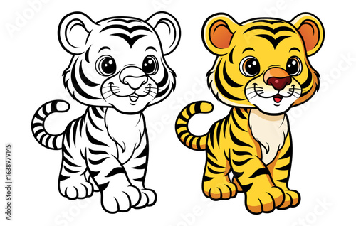 Cute Tiger Catoon Coloring