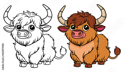 Yak cartoon coloring 
