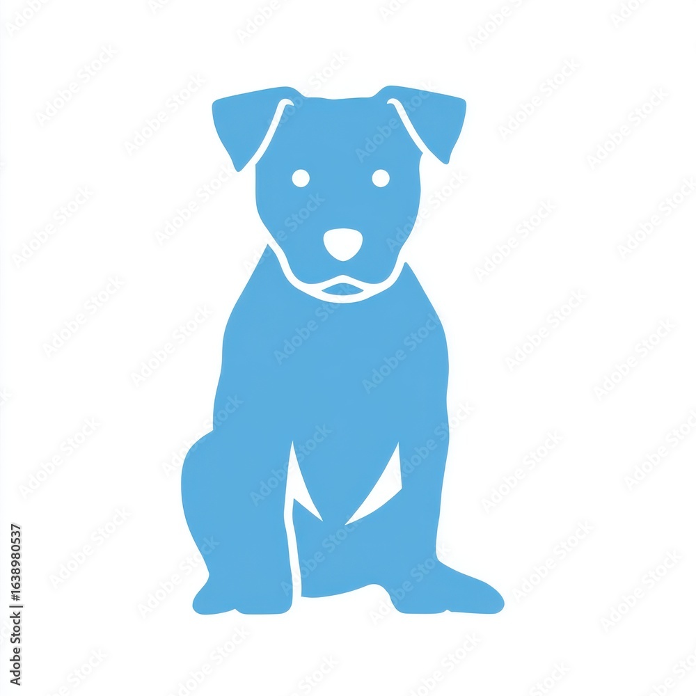 Fototapeta premium Light Blue Dog Silhouette Sitting on White Background