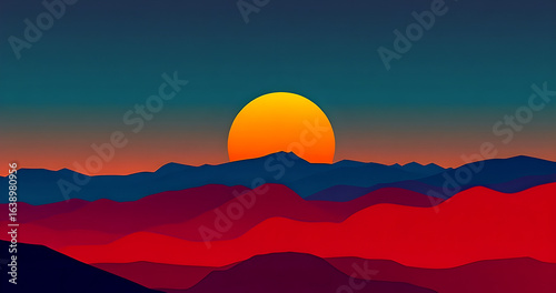 sunset in mountains