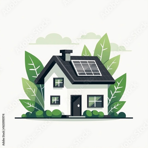 eco house with solar panels