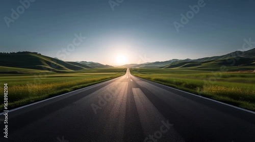Long Road Leading to a Sunset / 夕日に向かって伸びる長い道