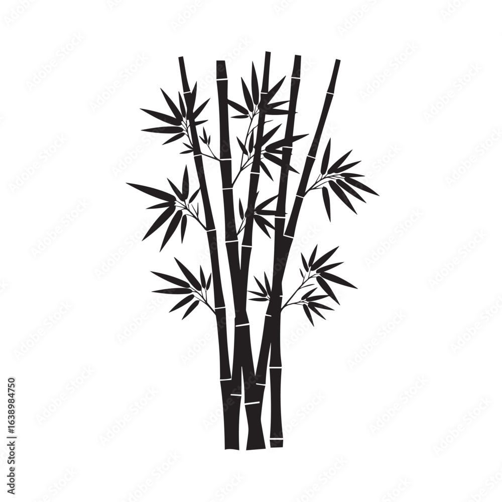 Fototapeta premium black silhouette vector of bamboo tree