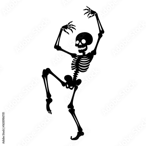 Silhouette of dancing skeleton