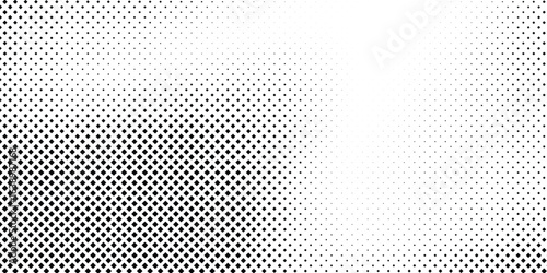 Geometric square halftone mosaic background. Texture of chaotic squares, dots, fragments, pixel. Banner for technology, websites, presentations