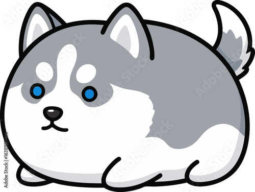 Cute Husky Puppy with Blue Eyes - Mochi Style