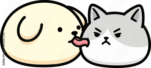 Dog Licking a Cat's Face