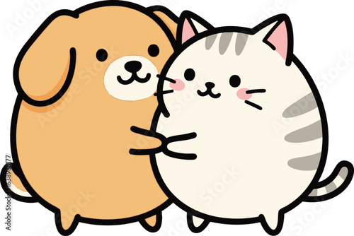 Hugging Dog and Cat
