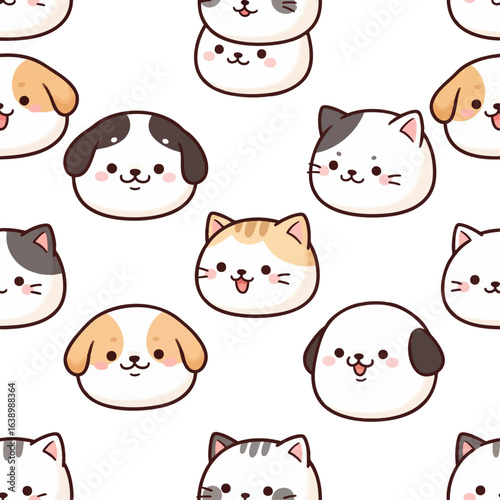 Pattern of Dog and Cat Heads