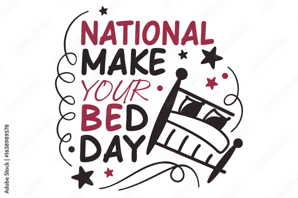 Fototapeta premium NATIONAL MAKE YOUR BED DAY vector illustration